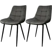 Supfine Lot de 2 Chaises de salle à manger en velours,Chaises de cuisine avec pieds en métal,Chaise rembourrée élégante,gris foncé