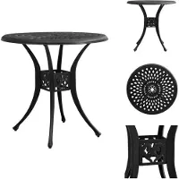 vidaXL Table de jardin noire 78x78x72 cm fonte d'aluminium - Tables de jardin