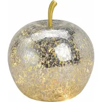 Spetebo 3.08 Pomme en verre avec guirlande lumineuse de 20 LED - Ø 16 cm - Lampe de décoration batterie - Couleur : Argent