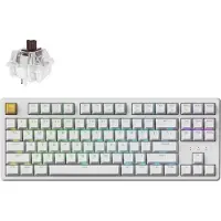 Keychron J4 QMK Kabellose Mechanische Tastatur Gaming 80% TKL QWERTY US, RGB LED Hot-Swappable, Tactile Brown Switch, Weiß