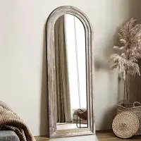 360Home Miroir corps entier Miroir sur pied Miroir de vestiaire Vintage 163x54cm Miroir corps entier Blanc 【ZGJ240-B163】