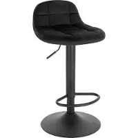 Merkloos Tabouret de bar industriel - Noir - Velours - Avec dossier - Réglable en hauteur - Pivotant à 360° - 1 pièce - Pour cuisine & bar - Hauteur d'assise 62-83cm