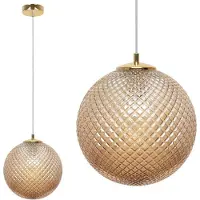 Light11 HOME Lampe à suspendre Cannes 1 flamme avec abat-jour en verre ambré 25cm E27