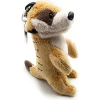 Onwomania Suricate Suricate Peluche Doudou Tissu Animal 18cm avec chaîne Beige