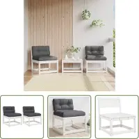 The Living Store Canapés de jardin avec coussins 2 pcs. Blanc Pin massif