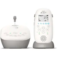Philips Babyphone audio AVENT, technologie DECT, mode éco, ciel étoilé, interphone, chansons du soir et de la nuit, 18 heures d'autonomie, portée maximale, blanc (modèle SCD733/26)