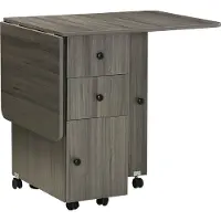 HOMCOM Table de cuisine pliable table à manger pliante 2 plateaux rabattables avec 2 tiroirs 1 placard et 1 étagère de rangement 120 x 60 x 76,5 cm - gris foncé