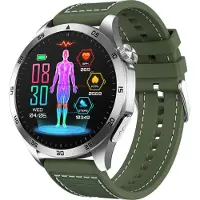 Douself ET485 Smartwatch, écran HD de 1,43 pouces, surveillance de la santé, étanche IP68, BT5.2, plusieurs modes sport, bracelet nylon, vert