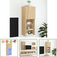 The Living Store Armoire TV avec lampes LED Chêne Sonoma 40,5x30x102 cm