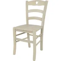 STOCK LINE t m c s Tommychairs - Chaise CUORE pour la cuisine et la salle à manger, structure robuste en bois de hêtre, laquée en blanc aniline et assise (siège encastré) en bois