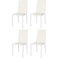 STOCK LINE t m c s Tommychairs - Set de 4 chaises empilables modèle Julia pour la cuisine, le bar et la salle à manger, structure robuste en acier, rembourrée et recouverte de similicuir blanc
