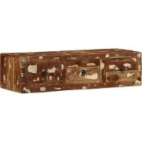 Syfax Meuble TV mural 100x32x25 cm bois massif de récupération