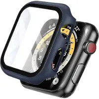 IMoshion Coque rigide à couVerture complète pour Apple Watch 7 / 8 / 9 - 45 mm - Bleu foncé