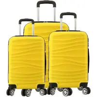 Cheffinger Valise de voyage valise 3 pièces coque dure trolley set valise bagage à main bagages sac de voyage ABS-04 jaune
