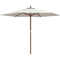 Syfax Parasol de jardin avec mât en bois sable 299x240 cm
