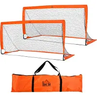 Fortuna Lai Buts de football, lot de 2 mini-buts pliables en métal avec tissu Oxford pour enfants, pour l'extérieur, couleur orange, 183 x 90 x 90 cm