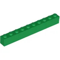LEGO 10 pièces 6111 Brick 1x10 Part Basic Bricks 10 Green
