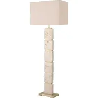 Casa Padrino Lampadaire de luxe Beige / Laiton antique 55 x 30 x H. 145,5 cm - Lampadaire en travertin avec abat-jour rectangulaire - Lampadaires de luxe - Qualité de luxe