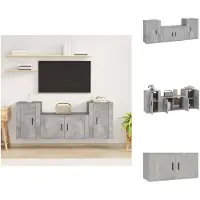 vidaXL Ensemble de meubles TV 3 pièces gris béton Matériau dérivé du bois - Meubles TV