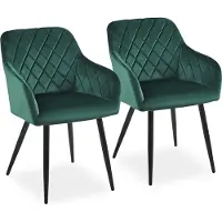 CLIPOP Chaise de salle à manger, set de 2 chaises de cuisine en velours, chaise rembourrée Fauteuil avec dossier, vert
