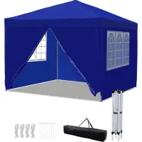Izrielar Tente pliante 3x3 m imperméable – Tente pliante avec sac de transport, tente de jardin et tente de réception pour le jardin, le camping et les activités de plein air, bleue