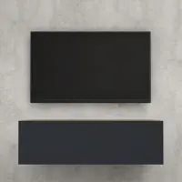 Doporro Meuble TV Bas 100x40,2x30cm Armoire TV Marron Clair + Gris Noir Mat Table de Télévision Salon avec Porte Meuble TV Suspendu MBTV02