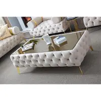 Xl Moebel Gmbh Table basse Chesterfield Blanc Acier inoxydable Moderne Rectangulaire Forme Textile