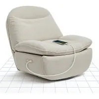FlexiSpot Fauteuil de relaxation électrique ovale XR6 avec couverture, fauteuil TV pivotant à 360° avec fonction d'inclinaison, port USB, dossier, repose-pieds, beige
