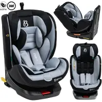 Bebelissimo - Eole - Siège enfant 40-150 cm - 360° - RWF/FWF - ISOFIX - TOP TETHER - Harnais 5 points - Appuie-tête réglable - black/gray