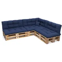 Pokar Coussin pour palette avec belle surpiqûre Garniture canapé-palette, Taille:Set de 8, Couleur:Bleu foncé