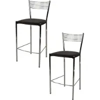 STOCK LINE t m c s Tommychairs - Lot de 2 tabourets de bar modernes ELEGANCE pour la cuisine et la salle à manger, structure robuste en acier chromé, assise rembourrée recouverte de similicuir couleur moka