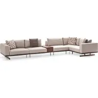 AEA Großes Ecksofa Stoffmöbel L-Form Couchen Sofas Beige Wohnzimmermöbel