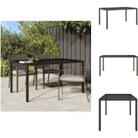 vidaXL Table de jardin 150x90x75 cm Verre trempé Poly rotin Marron - Tables de jardin