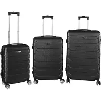 H4L Valise trolley Valise de voyage Set de 3 valises à coque dure Noir Taille S,M,L