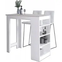 Akord Table Bar Avec Tabouret Blanc Et Chêne Sonoma 115X50X103