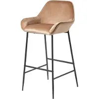 Homescapes Tabouret de bar "Eton" Chaise de bar en velours Tabouret de bar avec dossier 103cm de haut - beige