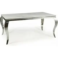 Feldmann-Wohnen Table de salle à manger Prince, table de cuisine en céramique, dimensions au choix, blanc marbré, chrome