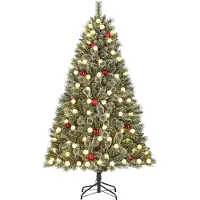 Black Box Trees Kaprun Arbre de Noël artificiel avec éclairage - Christmas Tree H180 x Ø108 cm - avec décoration de Noël rouge - Vert