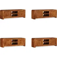 vidaXL Armoire TV en bois massif avec finition couleur miel 120x30x40 cm - Meuble TV - Armoire TV - Sideboard