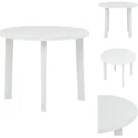 vidaXL Table de jardin blanche 89 cm plastique - Tables de jardin