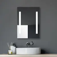 Talos Miroir de salle de bain avec éclairage Horizon 50x70 cm - miroir de salle de bain LED adapté aux pièces humides grâce au cadre en aluminium - miroir mural LED blanc neutre