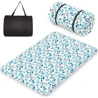 Costway Matelas futon japonais, tatami, matelas de sol, matelas pliable avec housse lavable & sac de transport, matelas de couchage 140 x 200cm feuille bleue