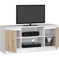 BDW , Commode, RTV Armoire, Meuble TV, 120x55x40 cm, , Blanc - Chêne Sonoma