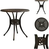 vidaXL Table de jardin Bronzes 78x78x72 cm Fonte d'aluminium - Tables de jardin