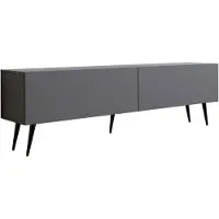 3Xeliving Meuble TV : Anthracite, pieds noirs, 170 x 52 x 32 cm