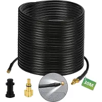 Fiqops Tuyau de nettoyage de tuyaux pour nettoyeur haute pression 180bar- Kit de nettoyage de tuyaux Tuyau avec adaptateur adapté pour Kärcher K2-K7 30m