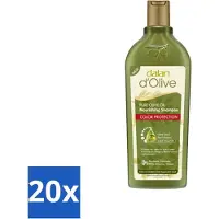 Dalan d'Olive - Shampooing - Protection de la couleur - Pour cheveux abîmés - 400 ml - Pack avantage - 20 pièces