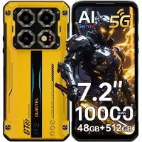 Oukitel Smartphone WP60 5G Telephone Portable Incassable - 48Go+512Go 7.2"HD+/120Hz Android 15, 10000mAh/33W 108MP Dual SIM/GPS/NFC - Jaune