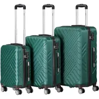 Zelsius Set de valises 3 pièces, vert pétrole, valise de voyage en ABS avec serrure à combinaison et séparateur intérieur