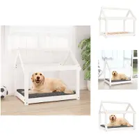 vidaXL Lit pour chien Blanc 81x60x70 cm Pin massif - Lits pour chiens